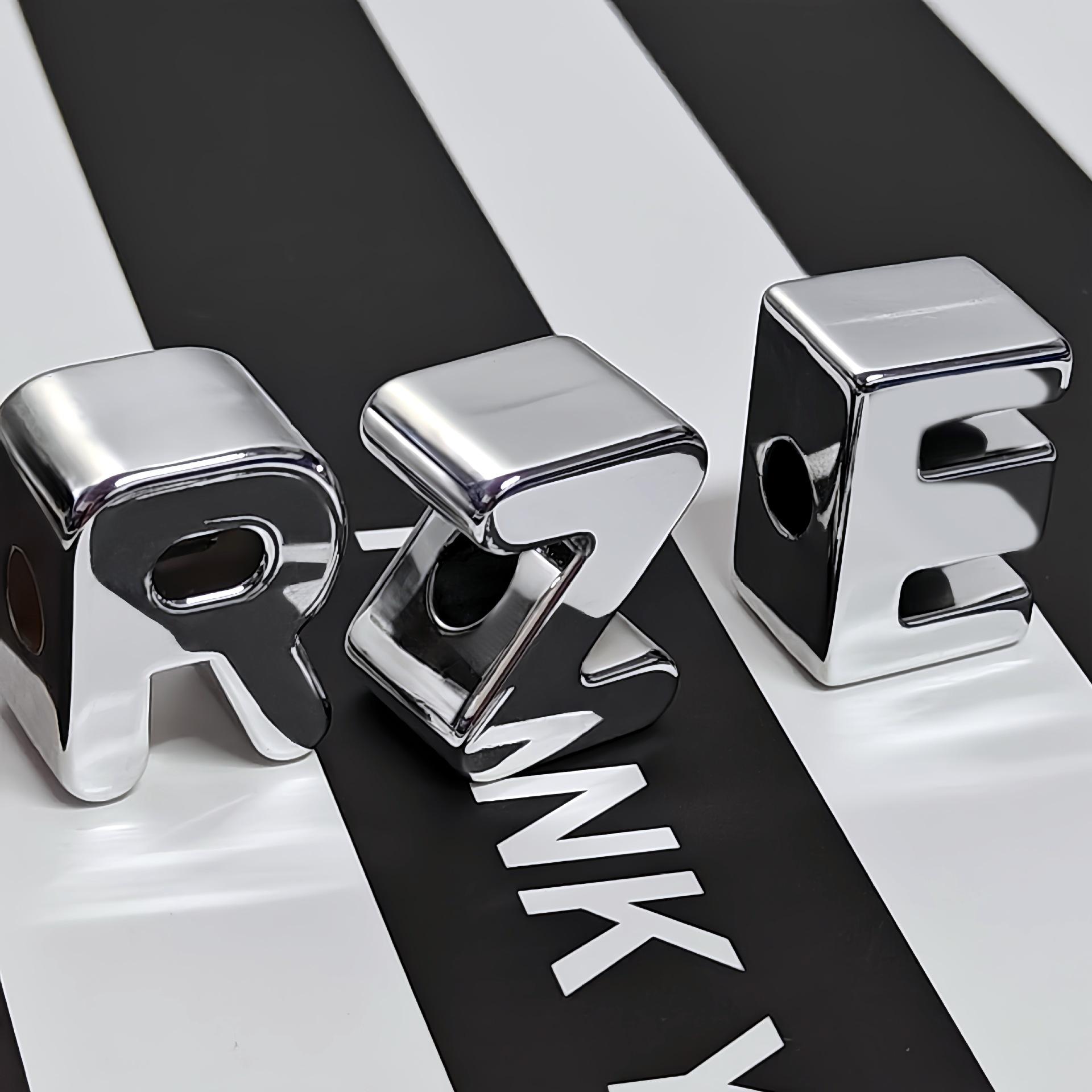 Electroplated Silver Casual Stereo Letter Accessories Jewelry Alphanumeric Beads Handmade DIY Shoe Buckle Accessories Wholesale