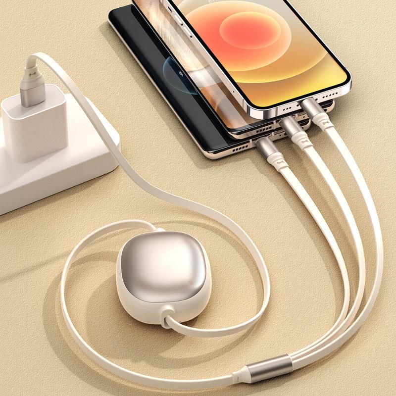 Retractable Three-In-One Data Cable with Customized Logo, One-To-Three Super Fast Charging Gift, Customized Portable Mobile Phone Charging Cable thumbnail 4