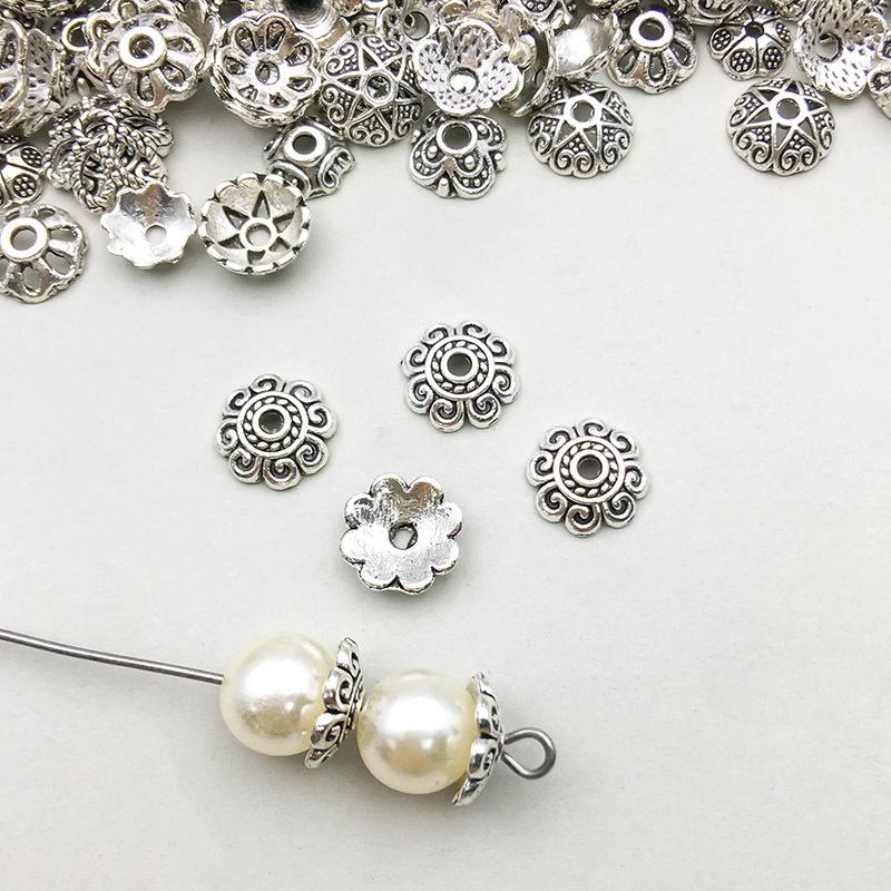 1 ancient silver spiral flower cap 8*8mm-0.3g-16318