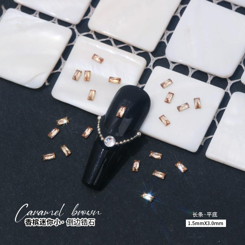 Boutique champagne zircon nail drill flash mini small size flat bottom drill mixed horse eye nail jewelry wholesale thumbnail 4