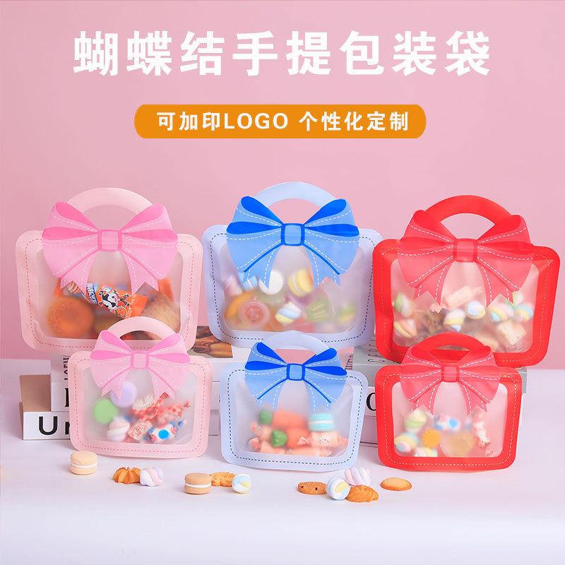 Bow Hand-Held Packaging Baked Biscuits Snack Sealed Bag Kidsren's Full Moon Gift Zipper Bag Birthday Gift Bag