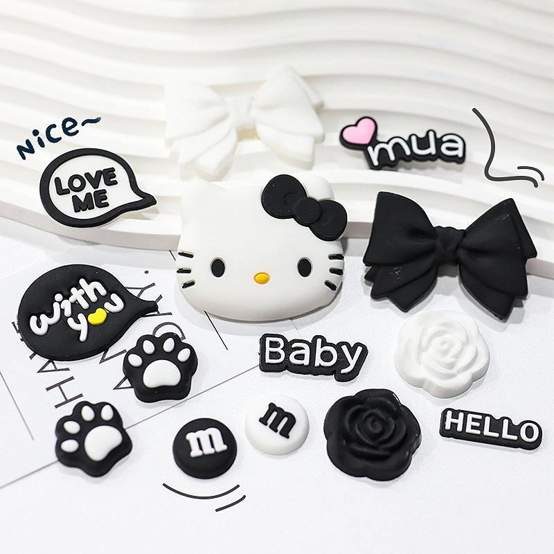 Large Black Kt Cat Head Soft Rubber Accessories diy Mobile Phone Case Water Cup Refrigerator Sticker Hole Shoe Buckle Storage Box Decoration thumbnail 4