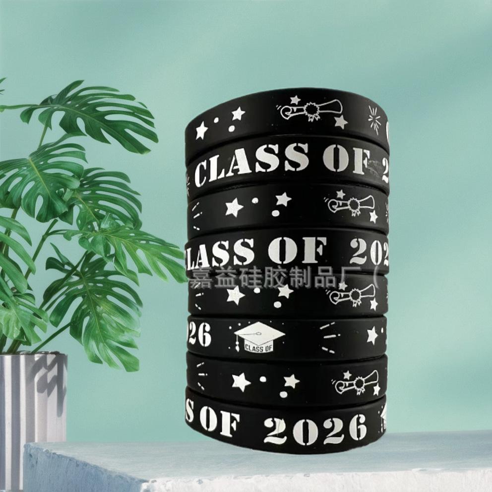 Cross-Border In-Stock Class of 2026 Graduation Season Silicone Bracelets European and American Student Themed Party Multi-Color Wristbands thumbnail 3