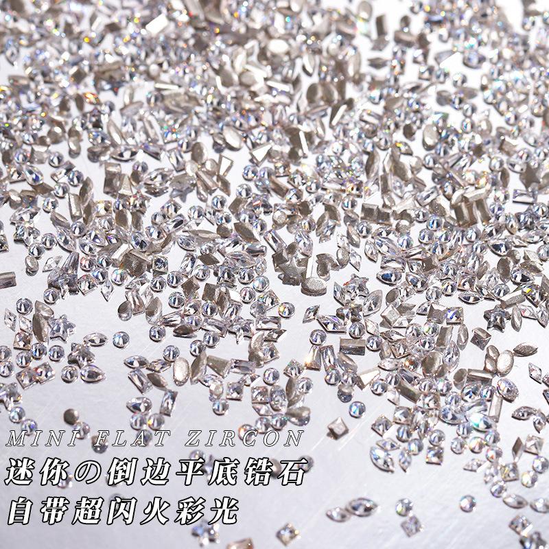 Super Flash White Mini Inverted Edge Zircon Special-Shaped Flats Bottom Diamond DIY Wearable Nail Jewelry Accessories Nail Jewelry Wholesale
