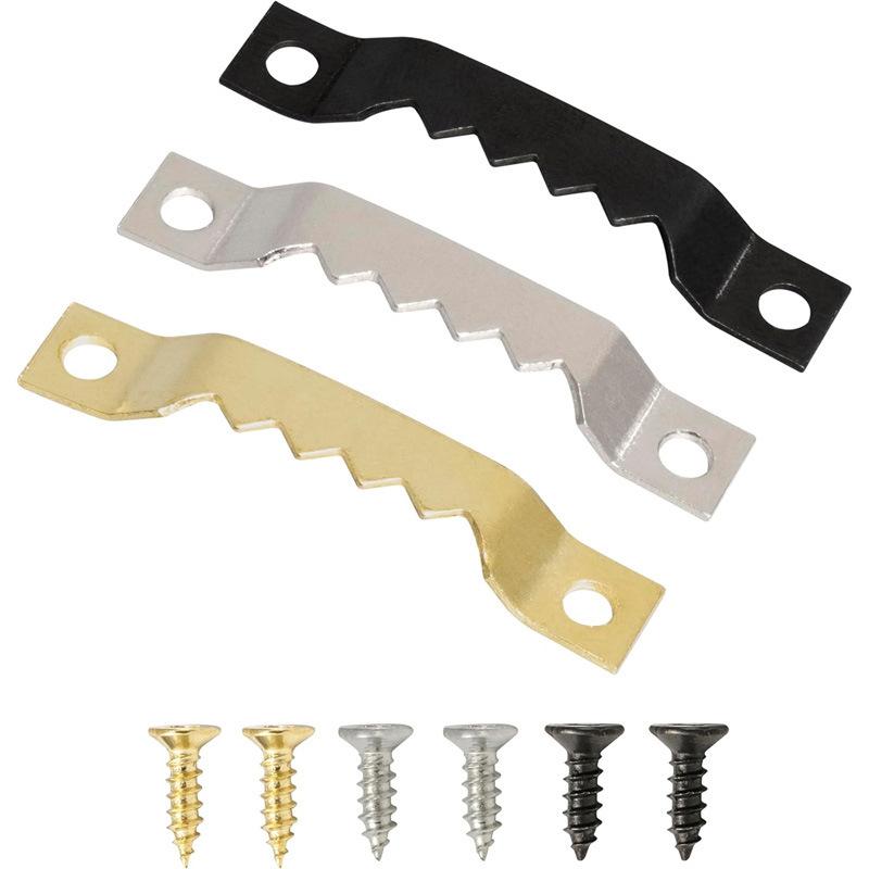 Factory direct supply gold single-sided small serrated hook Chinese picture frame photo frame back plate dark hanging invisible straight hanging hardware accessories