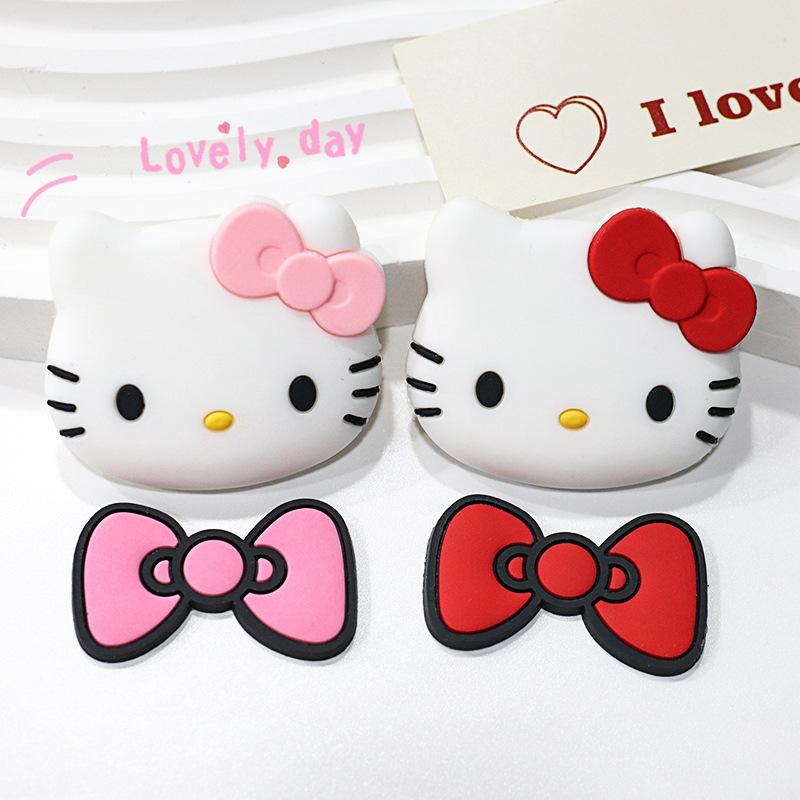 Large Black Kt Cat Head Soft Rubber Accessories diy Mobile Phone Case Water Cup Refrigerator Sticker Hole Shoe Buckle Storage Box Decoration thumbnail 2