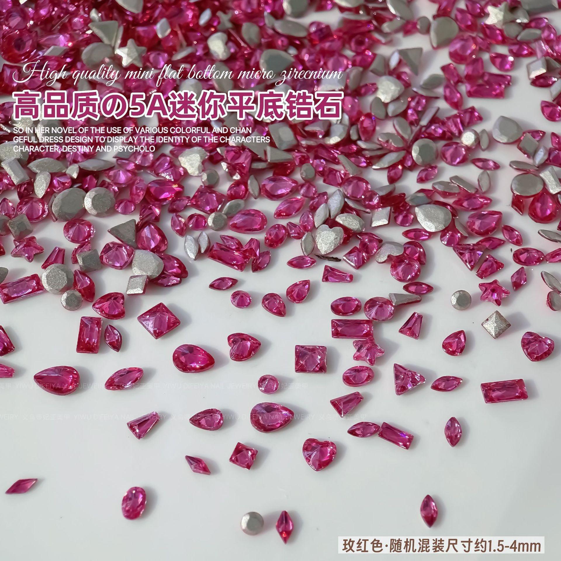 Rose red flat bottom beveled zircon mixed
