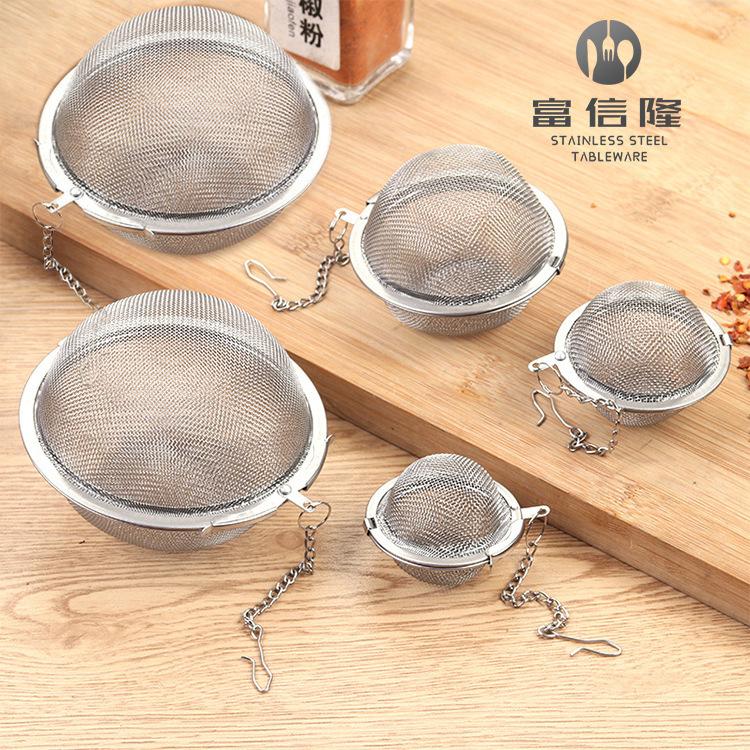 304 Mesh with Chain Stainless Steel Tea Leakage Household Soup Cooking Weibao Tea Maker Hot Pot Marinated Filtering Seasoning Ball